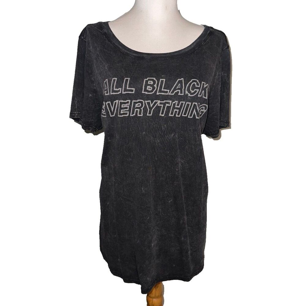 Torrid "All Black Everything" Black Mineral Wash Crew Neck T-Shirt Size 0 *NWT